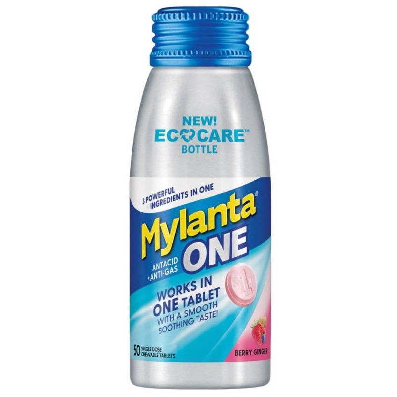 slide 1 of 1, Mylanta Antacid + Anti-gas Eco Care Tablets - Berry Ginger - 50ct, 50 ct