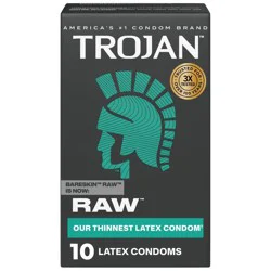 Trojan Raw Lubricated Latex Condoms - 10ct