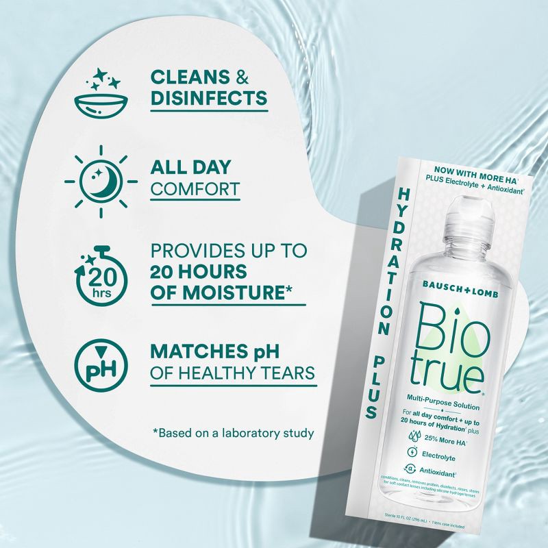slide 4 of 9, Biotrue Hydration Plus Contact Solution for Hydrating Lens Care - 20 fl oz, 20 fl oz