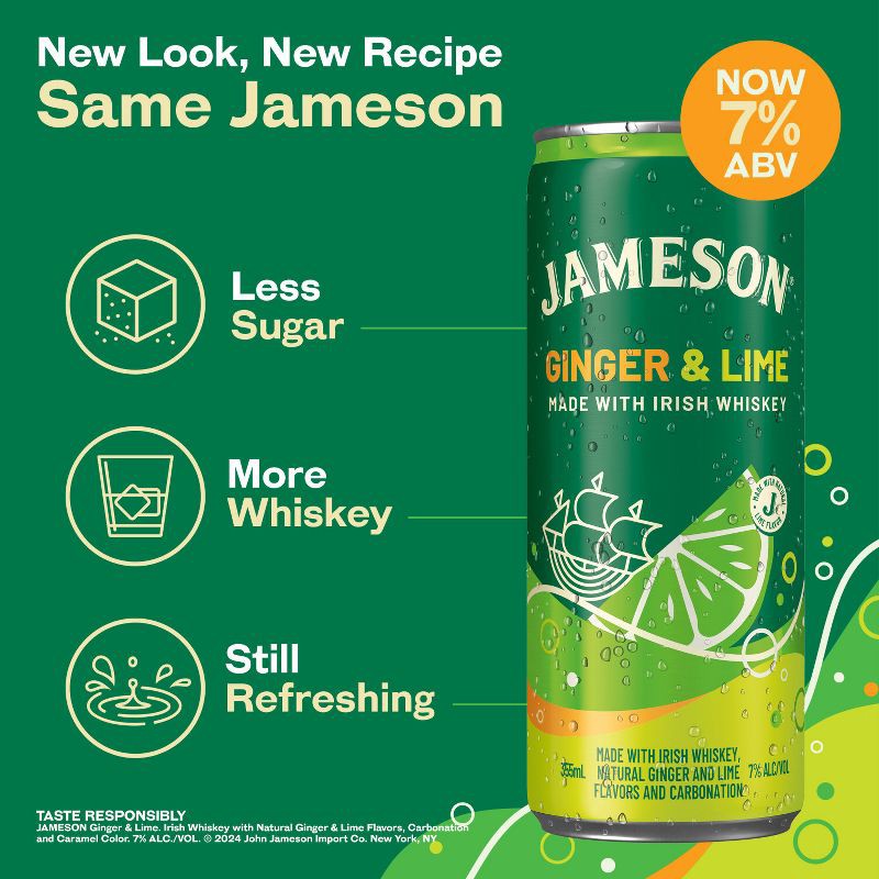 slide 10 of 10, Jameson Whiskey Lime RTD - 4pk/355ml Cans, 4 ct; 355 ml