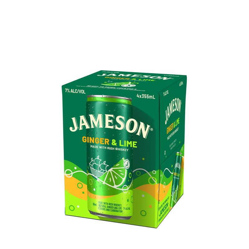 slide 1 of 10, Jameson Whiskey Lime RTD - 4pk/355ml Cans, 4 ct; 355 ml