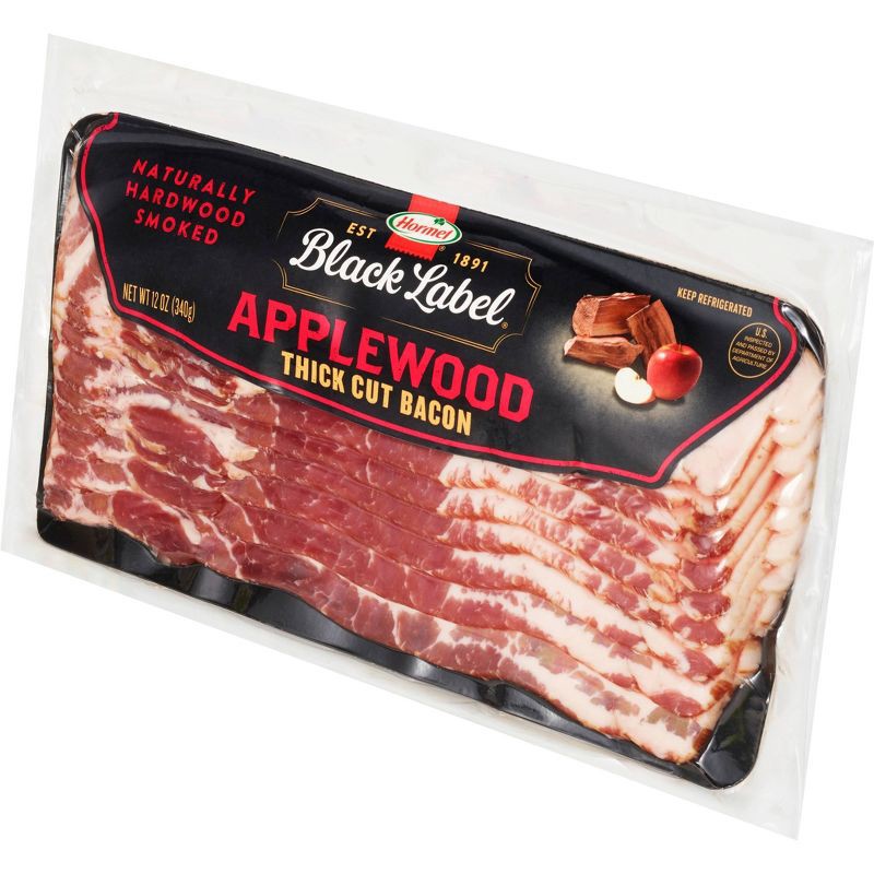 slide 5 of 7, Hormel Black Label Applewood Smoked Thick Cut Bacon - 12oz, 12 oz
