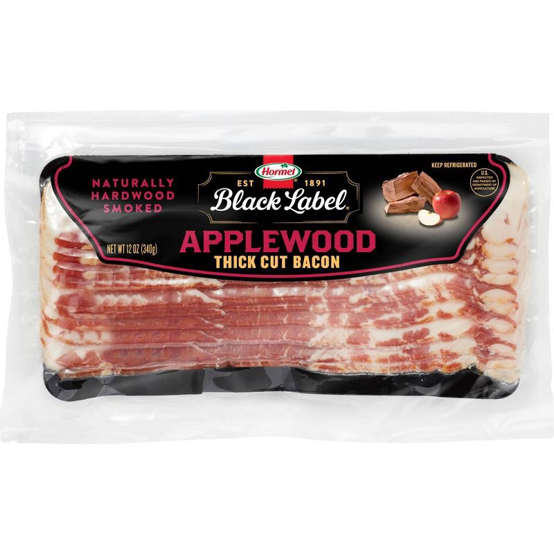 slide 1 of 6, Hormel Black Label Applewood Smoked Thick Cut Bacon - 12oz, 12 oz