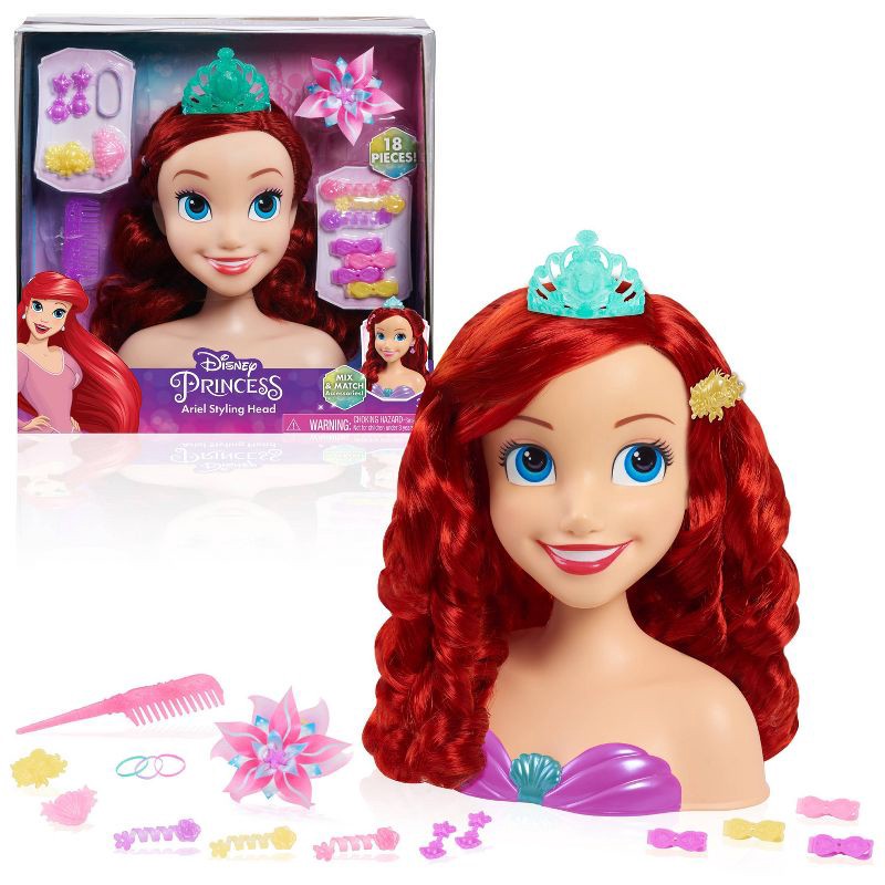 slide 1 of 7, Disney Princess Ariel Styling Head: The Little Mermaid Plastic Toy Styling Heads, 1 ct