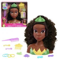 Disney Princess Tiana Styling Head: Plastic Styling Toy with Black Hair