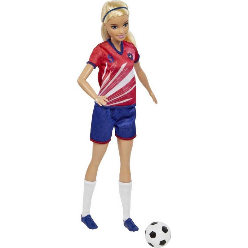 slide 3 of 6, Barbie Soccer Doll - Red #9 Uniform, 1 ct