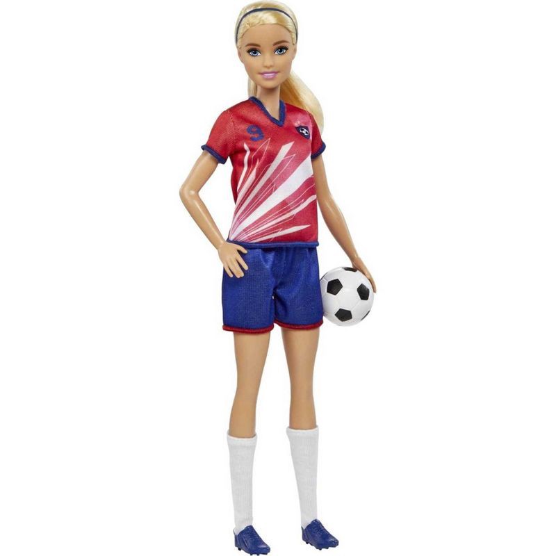 slide 5 of 6, Barbie Soccer Doll - Red #9 Uniform, 1 ct