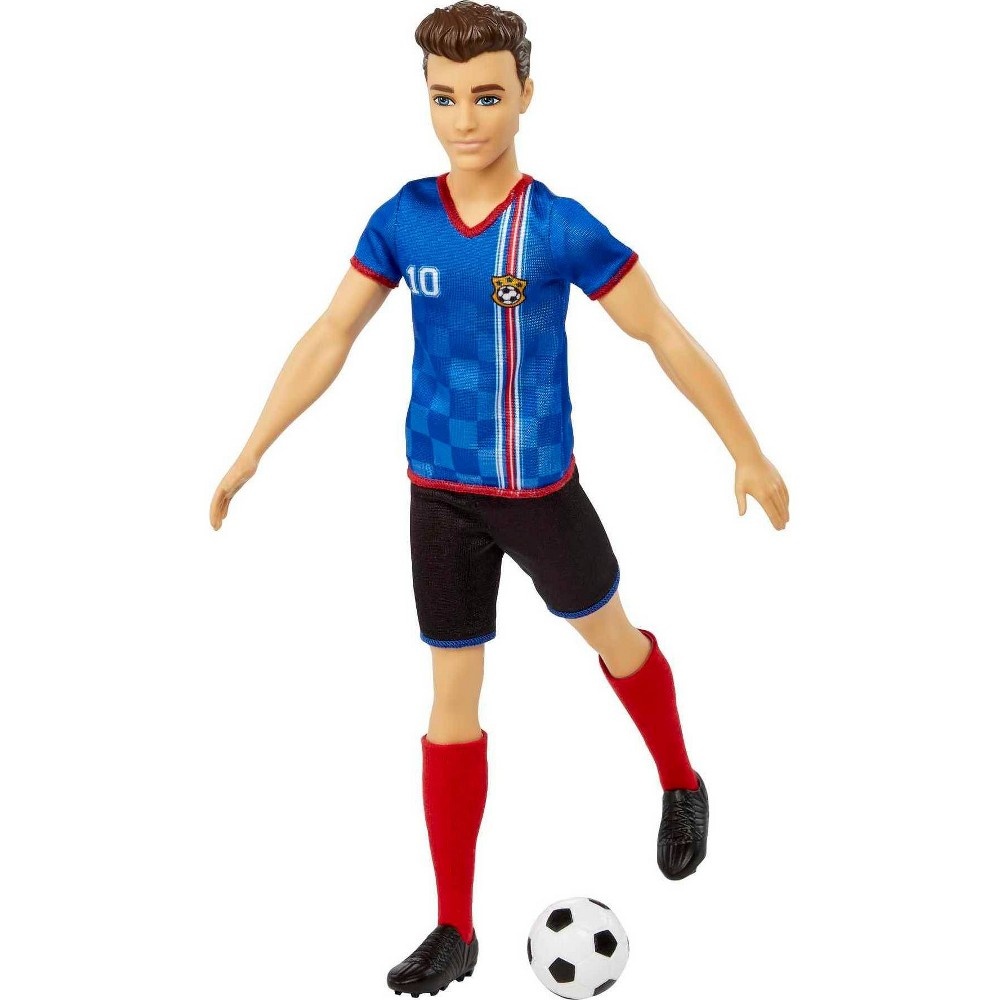slide 2 of 6, Barbie Ken Soccer Doll - Blue #10 Uniform, 1 ct