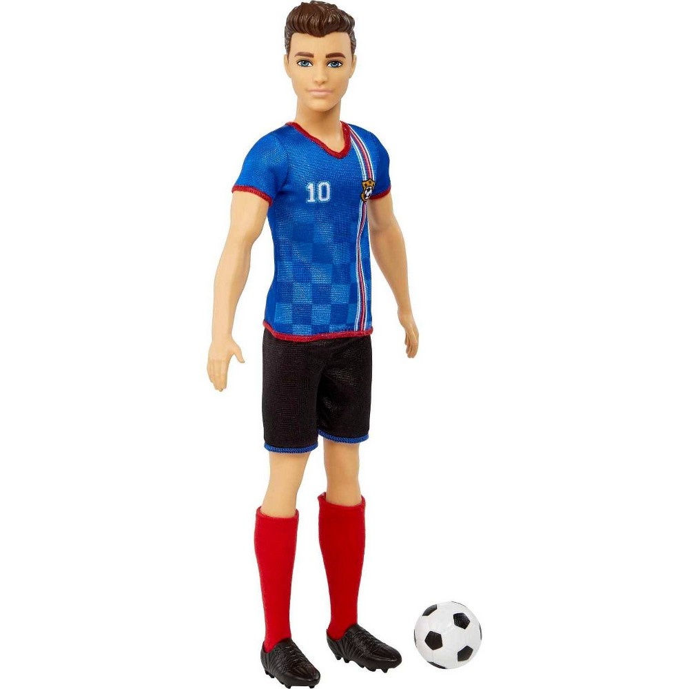 slide 3 of 6, Barbie Ken Soccer Doll - Blue #10 Uniform, 1 ct