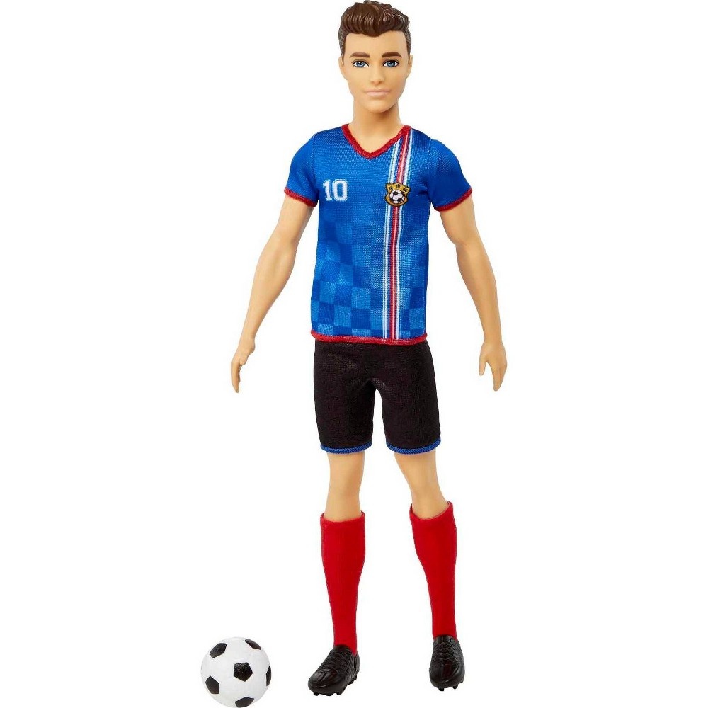 slide 4 of 6, Barbie Ken Soccer Doll - Blue #10 Uniform, 1 ct