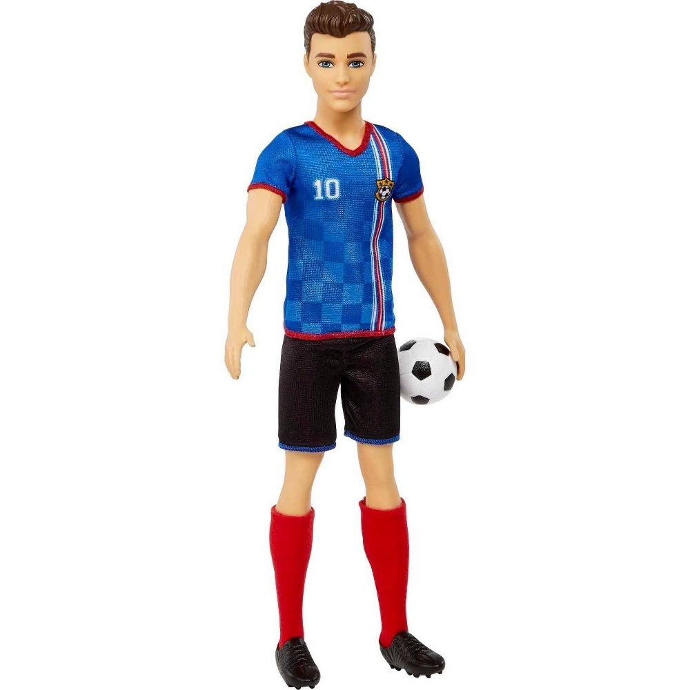 slide 5 of 6, Barbie Ken Soccer Doll - Blue #10 Uniform, 1 ct