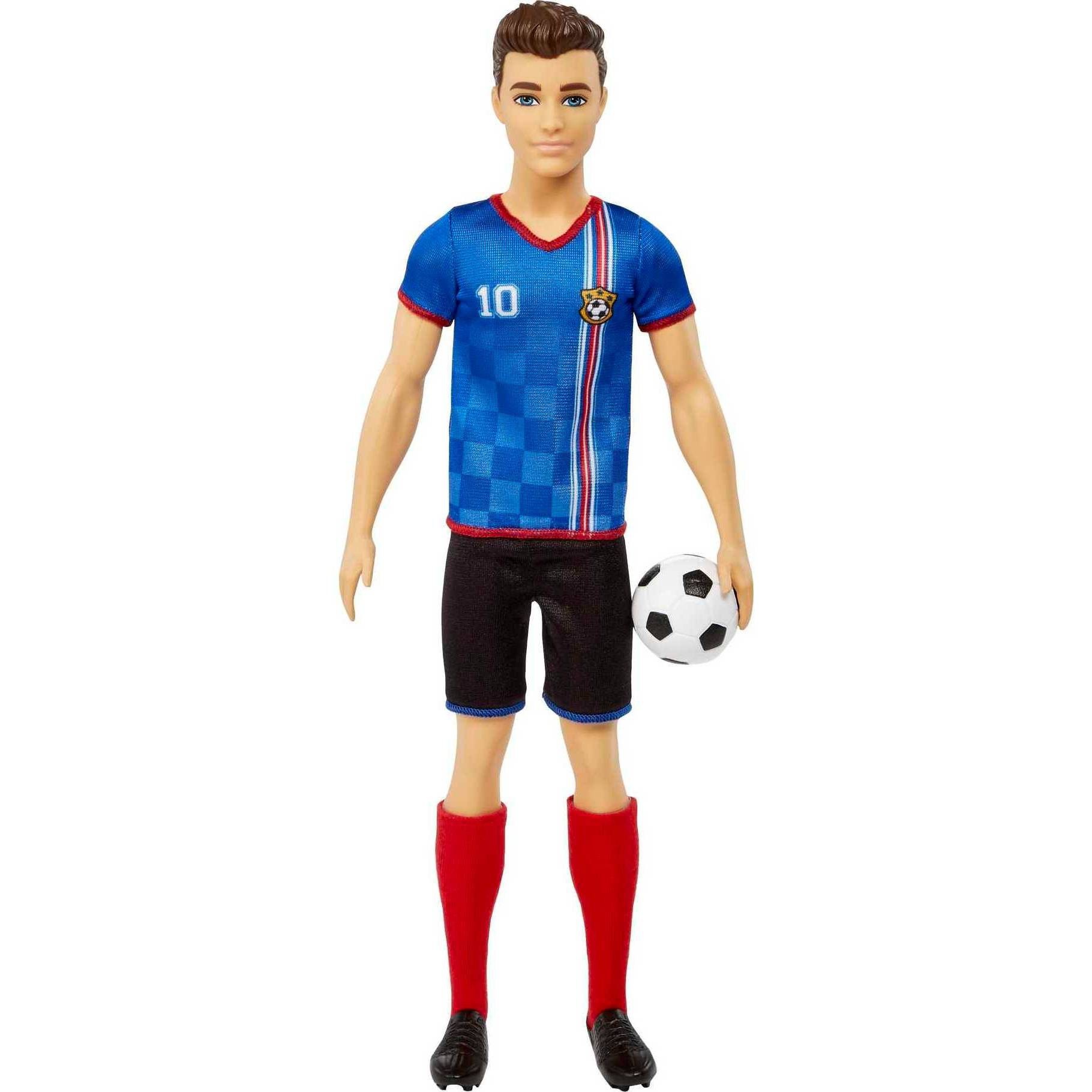 slide 1 of 6, Barbie Ken Soccer Doll - Blue #10 Uniform, 1 ct