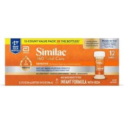 Similac 360 Total Care Sensitive Non-GMO Ready to Feed Powder Infant Formula - 2 fl oz Each/12ct