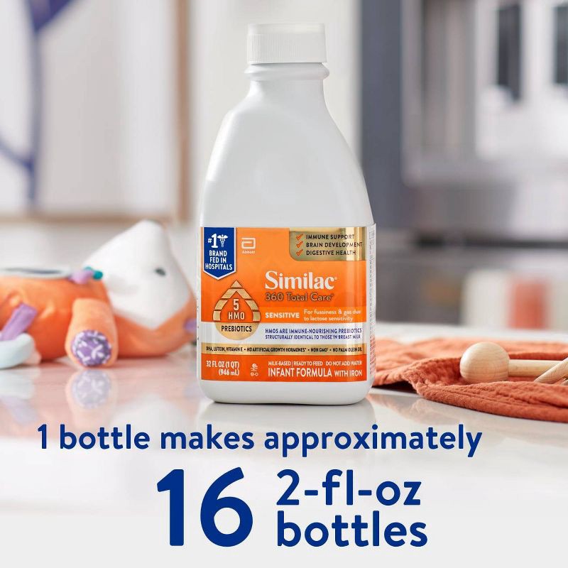 slide 15 of 15, Similac 360 Total Care Sensitive Non-GMO Ready to Feed Infant Formula - 32 fl oz, 32 fl oz