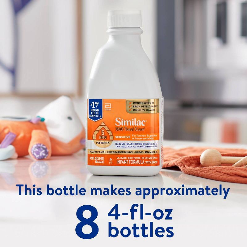 slide 10 of 15, Similac 360 Total Care Sensitive Non-GMO Ready to Feed Infant Formula - 32 fl oz, 32 fl oz