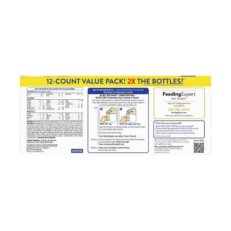 slide 2 of 14, Similac 360 Total Care Non-GMO Ready to Feed Infant Formula Bottles - 2 fl oz Each/12ct, 2 fl oz, 12 ct