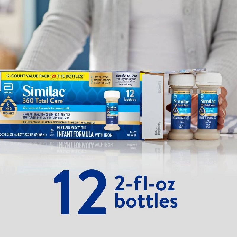 slide 12 of 14, Similac 360 Total Care Non-GMO Ready to Feed Infant Formula Bottles - 2 fl oz Each/12ct, 2 fl oz, 12 ct