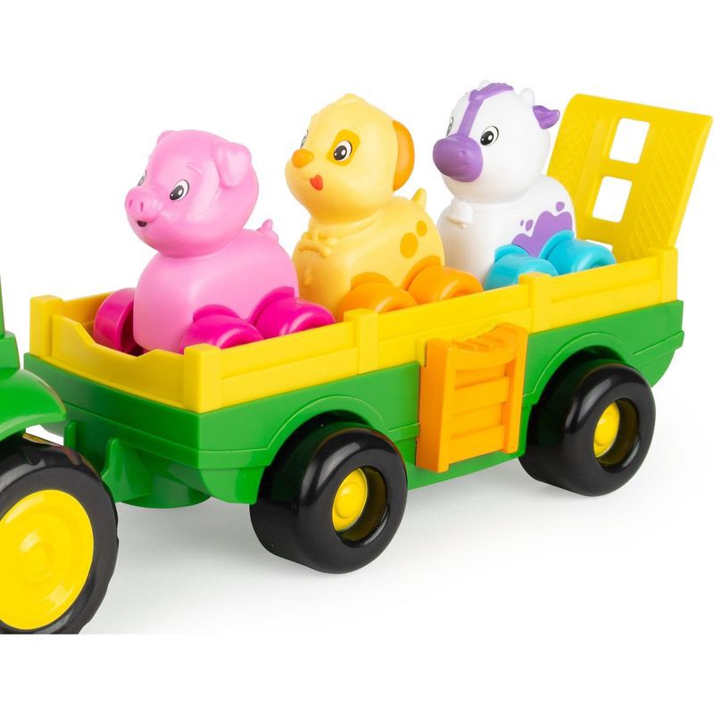 slide 2 of 6, Animal Sounds Wagon Ride: John Deere Plastic Non-Powered Farm Tractor Toy, 1 ct