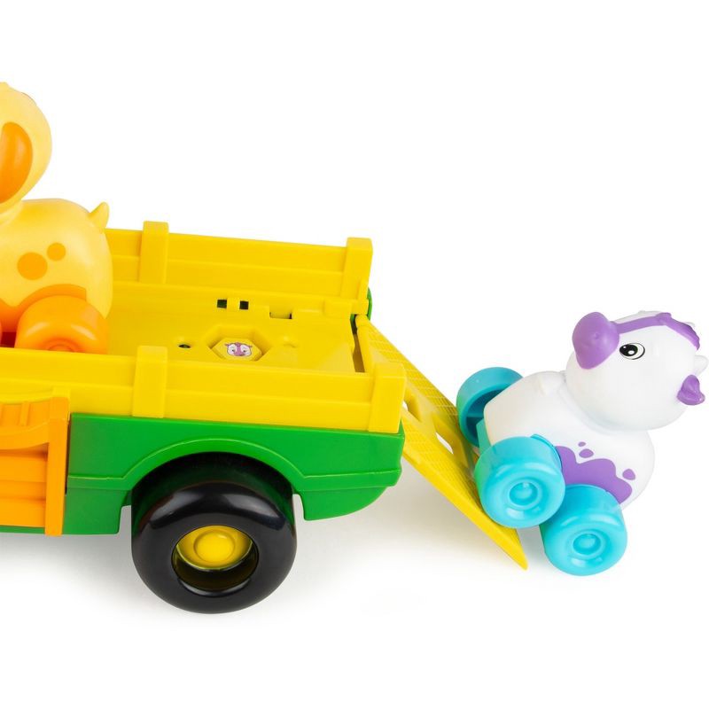 slide 5 of 6, Animal Sounds Wagon Ride: John Deere Plastic Non-Powered Farm Tractor Toy, 1 ct