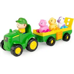 Animal Sounds Wagon Ride: John Deere Plastic Non-Powered Farm Tractor Toy