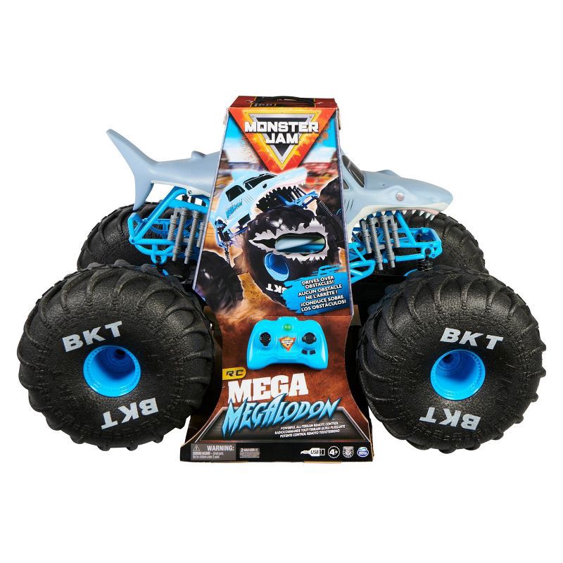slide 2 of 9, Monster Jam Official Mega Megalodon All-Terrain Remote Control Monster Truck with Lights - 1:6 Scale, 1 ct