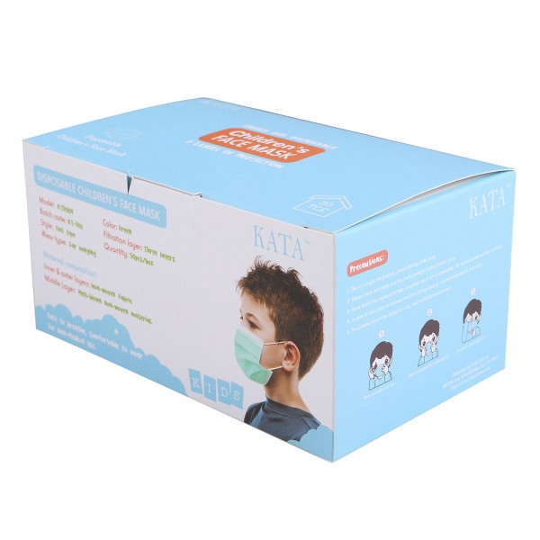 slide 2 of 8, Kata 3-Ply Pleated Disposable Children's Face Masks, One Size, Green, Box Of 50 Masks, 50 ct