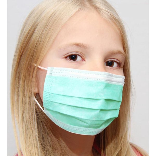 slide 7 of 8, Kata 3-Ply Pleated Disposable Children's Face Masks, One Size, Green, Box Of 50 Masks, 50 ct