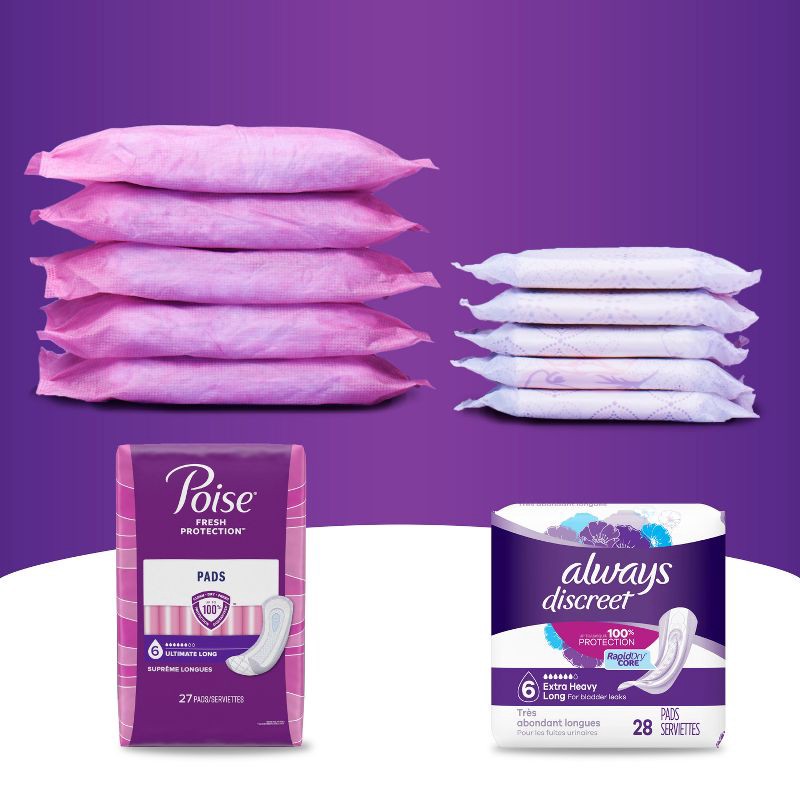 Always Discreet Incontinence Pads For Women, Extra Heavy Absorbency, Long  Length, 28 Count