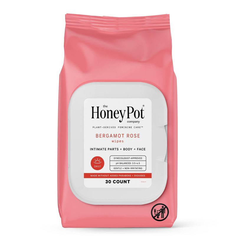 slide 1 of 9, The Honey Pot Company The Honey Pot Bergamot Rose Wipes - 30ct, 30 ct