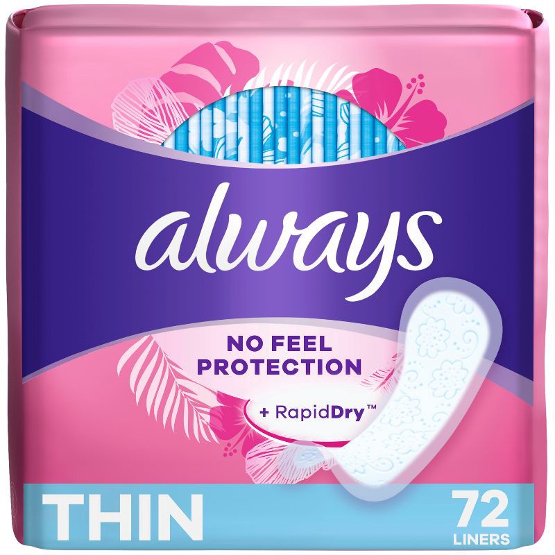 slide 1 of 8, Always Dailies Thin Unscented Panty Liners - Regular - 72ct, 72 ct