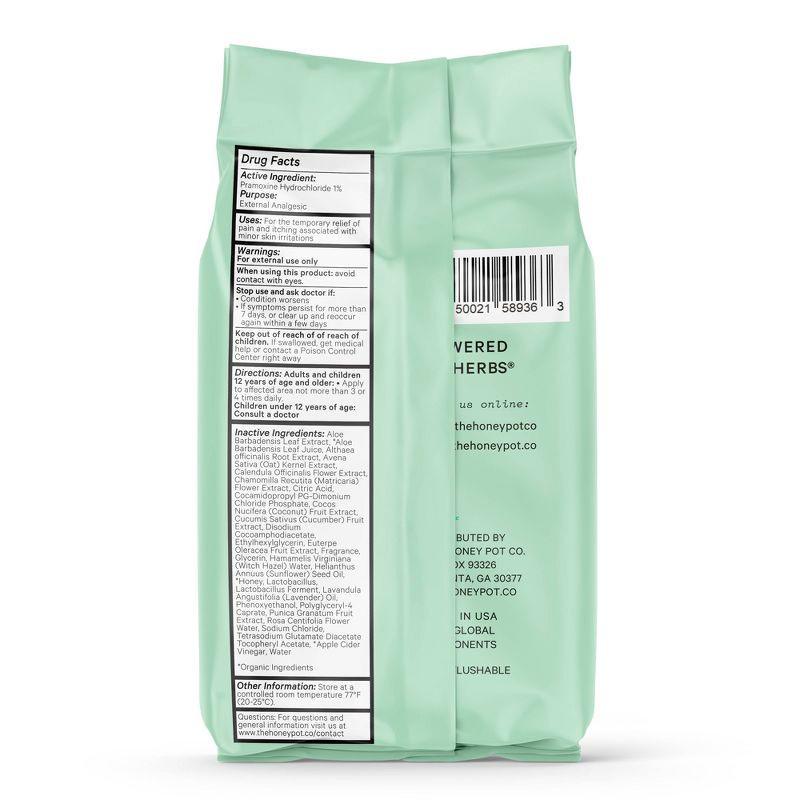 slide 2 of 8, The Honey Pot Company, Anti-Itch Soothing Wipes with 1% Pramoxine Hydrochloride - 30ct, 30 ct