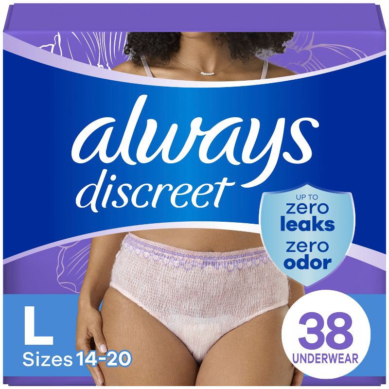 slide 1 of 13, Always Discreet Adult Postpartum Incontinence Underwear for Women - Maximum Protection - Large - 38ct, 38 ct