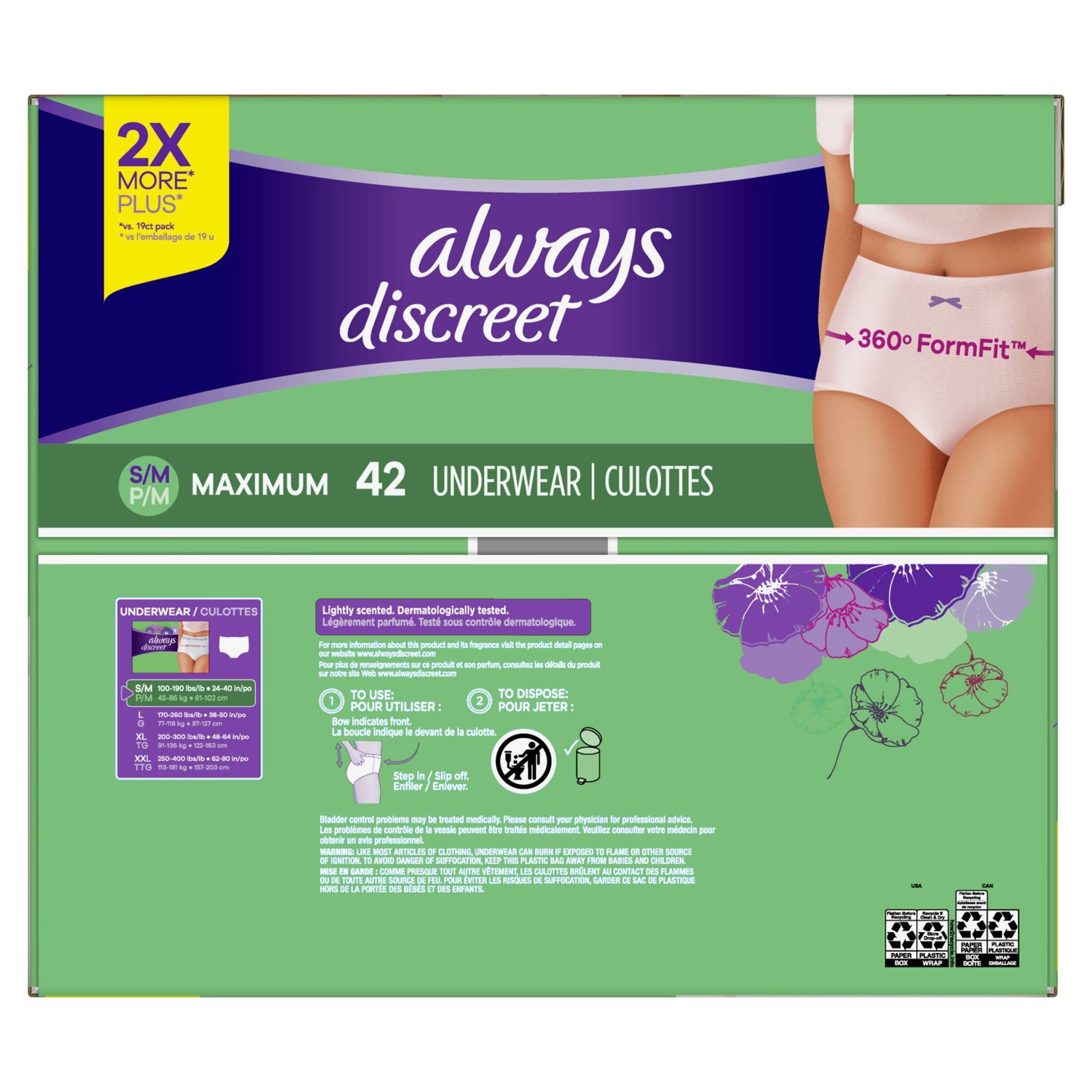 Always Discreet Incontinence & Postpartum Incontinence Underwear for