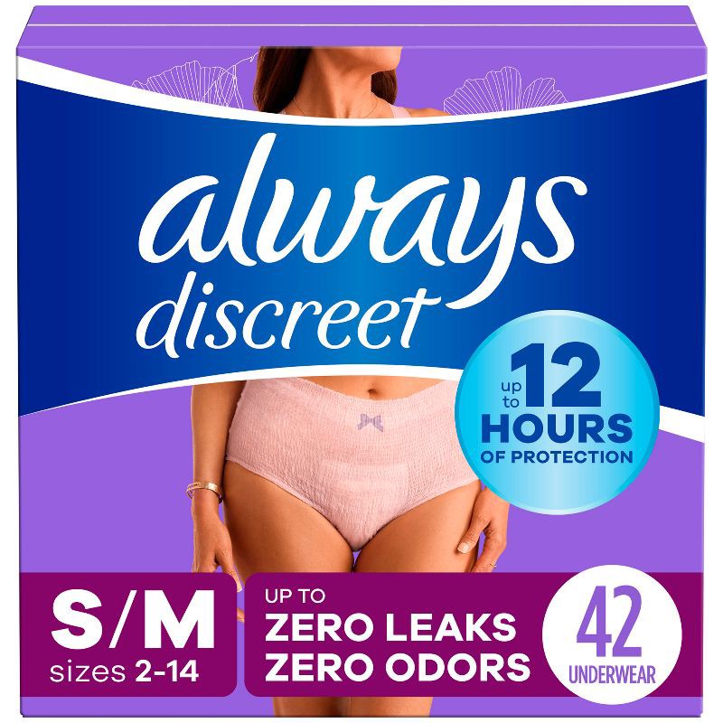 slide 1 of 11, Always Discreet Adult Postpartum Incontinence Underwear for Women - Maximum Protection - S/M - 42ct, 42 ct