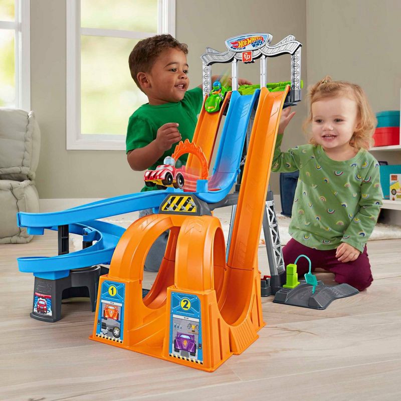 slide 2 of 6, Fisher-Price Little People Hot Wheels Racing Loops Tower Trackset, 1 ct