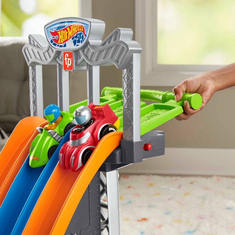 slide 3 of 6, Fisher-Price Little People Hot Wheels Racing Loops Tower Trackset, 1 ct