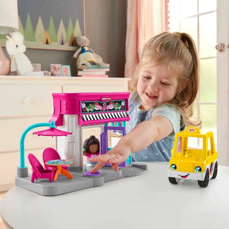 slide 2 of 6, Fisher-Price Little People Barbie City Adventures Cafe and Cab Playset, 1 ct