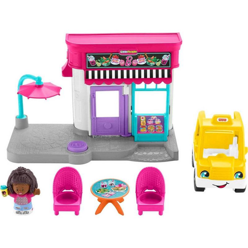 slide 4 of 6, Fisher-Price Little People Barbie City Adventures Cafe and Cab Playset, 1 ct