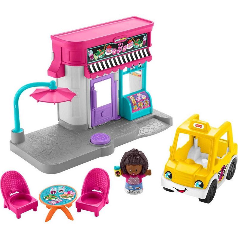 slide 1 of 6, Fisher-Price Little People Barbie City Adventures Cafe and Cab Playset, 1 ct