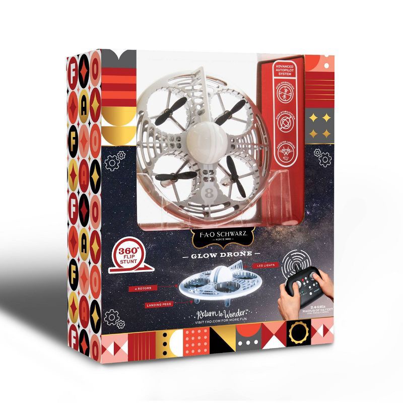 slide 5 of 5, FAO Schwarz Glow Drone LED Stunt UFO: Remote Control Rechargeable Beginner Starter With 150m Range, 1 ct