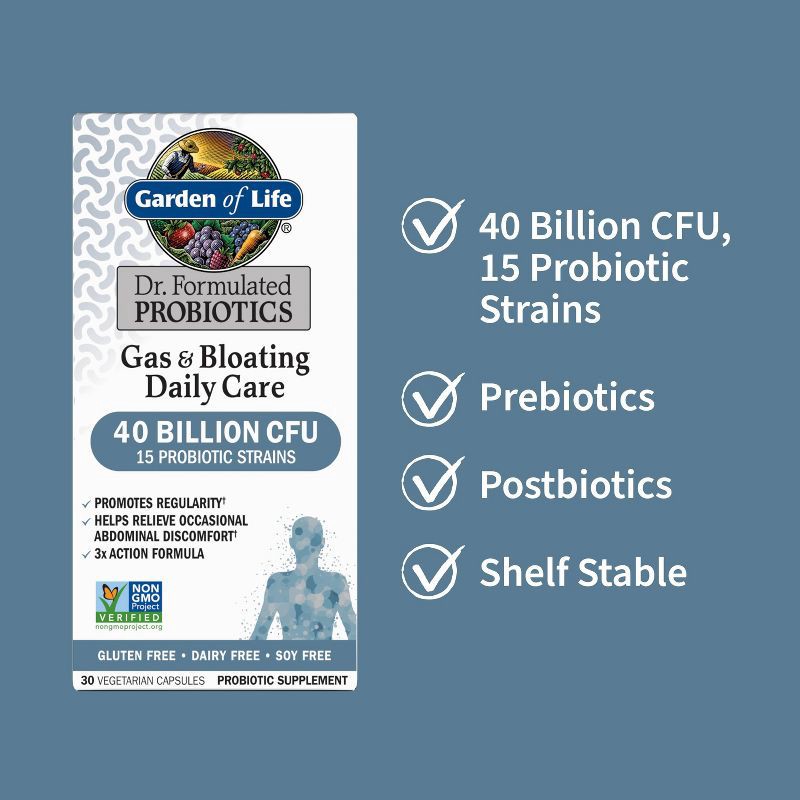 slide 3 of 7, Garden of Life Gas & Bloating Relief Probiotic Capsules - 30ct, 30 ct