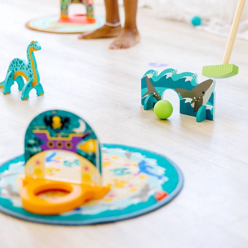 slide 3 of 9, Melissa & Doug Fun at the Fair! Mini Golf Play Set - 3 Multi-Themed Holes and Wooden Obstacles, 1 ct