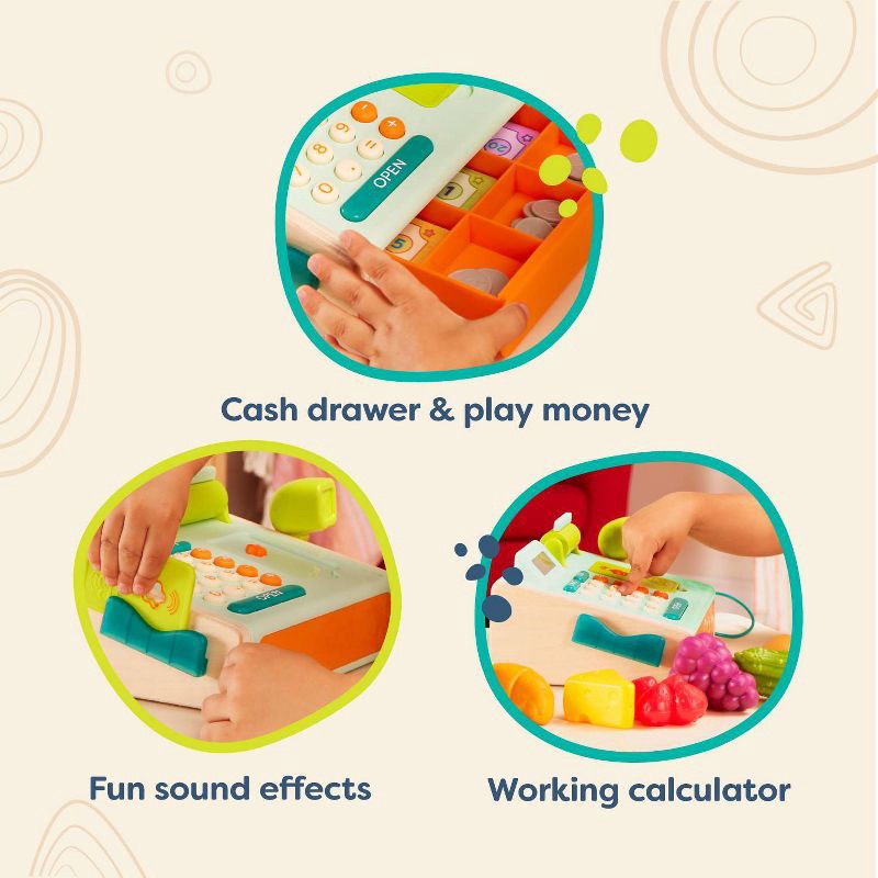 slide 5 of 11, B. toys Toy Cash Register - Mini Cashier Playset, 1 ct