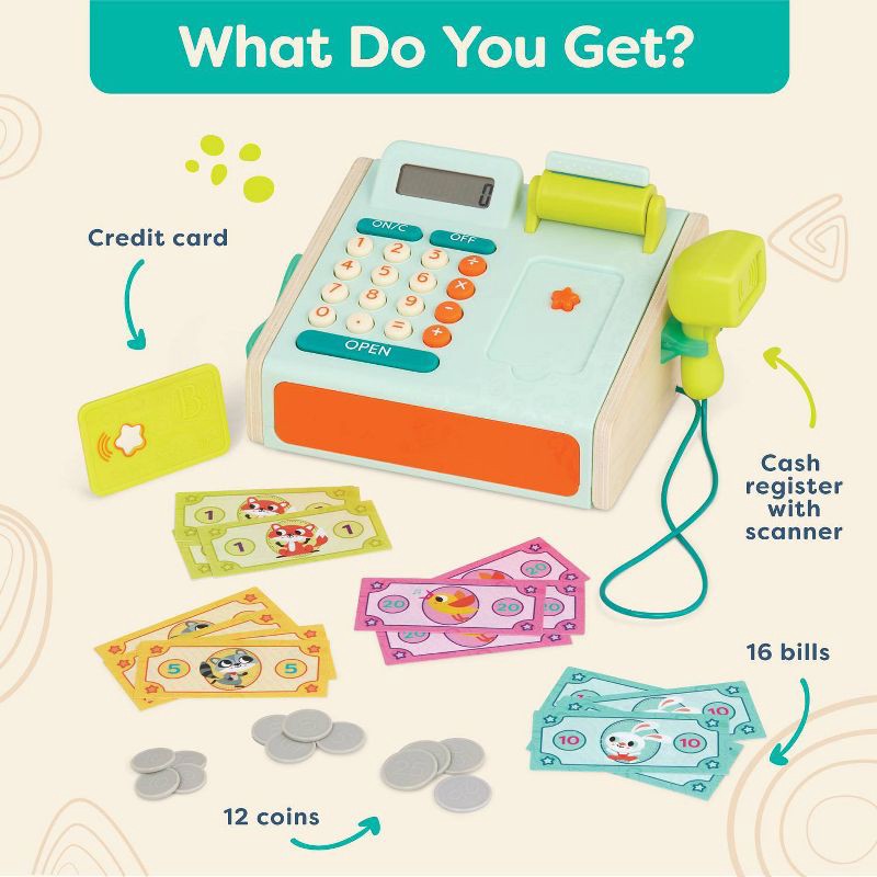 slide 6 of 11, B. toys Toy Cash Register - Mini Cashier Playset, 1 ct