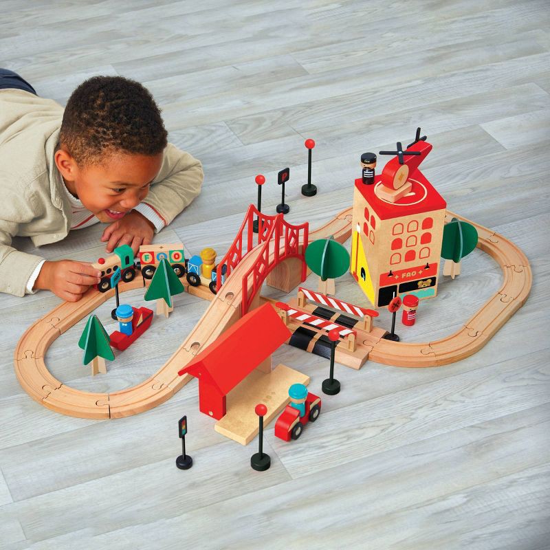 slide 2 of 8, FAO Schwarz Toy Wood Train and Track, 1 ct