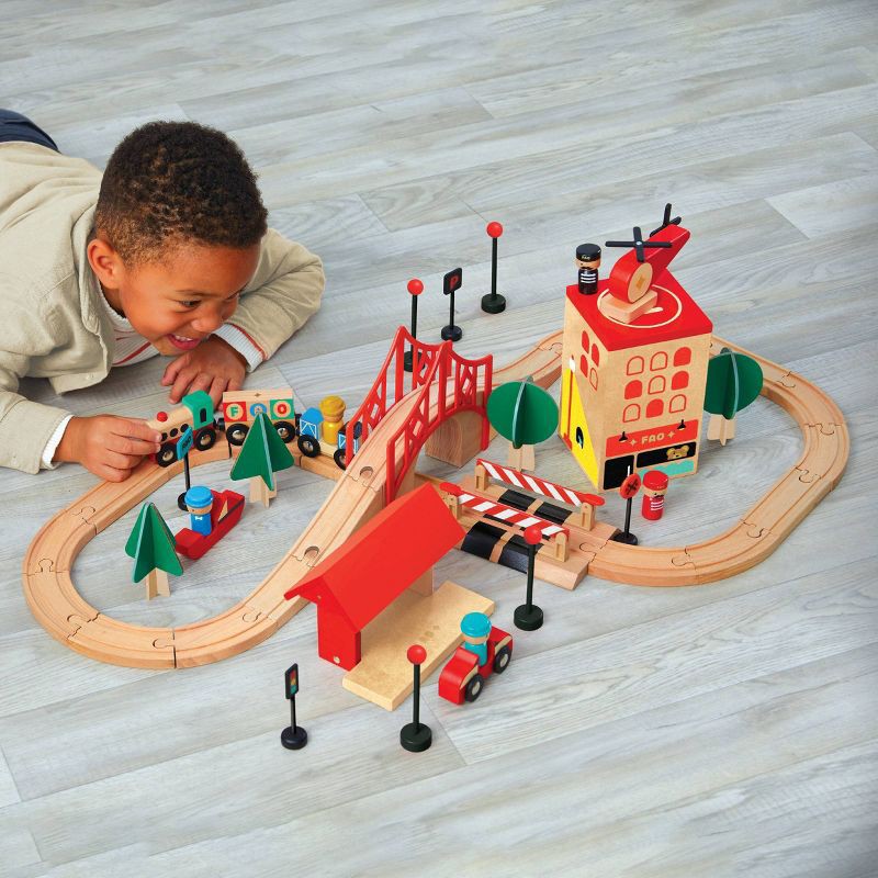 slide 7 of 8, FAO Schwarz Toy Wood Train and Track, 1 ct