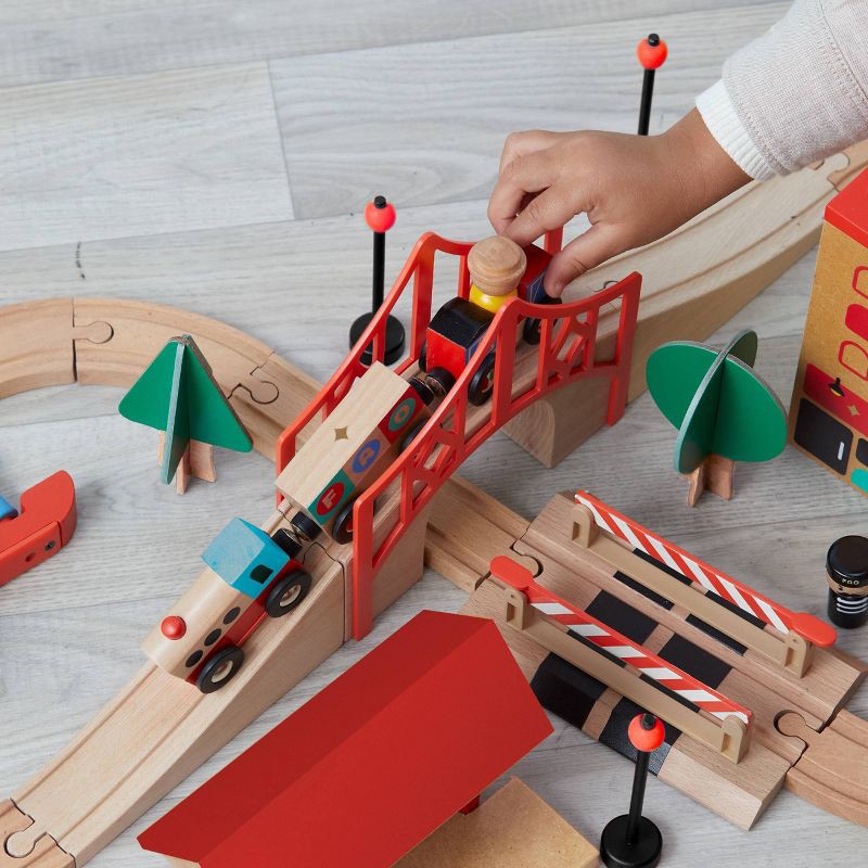 slide 4 of 8, FAO Schwarz Toy Wood Train and Track, 1 ct