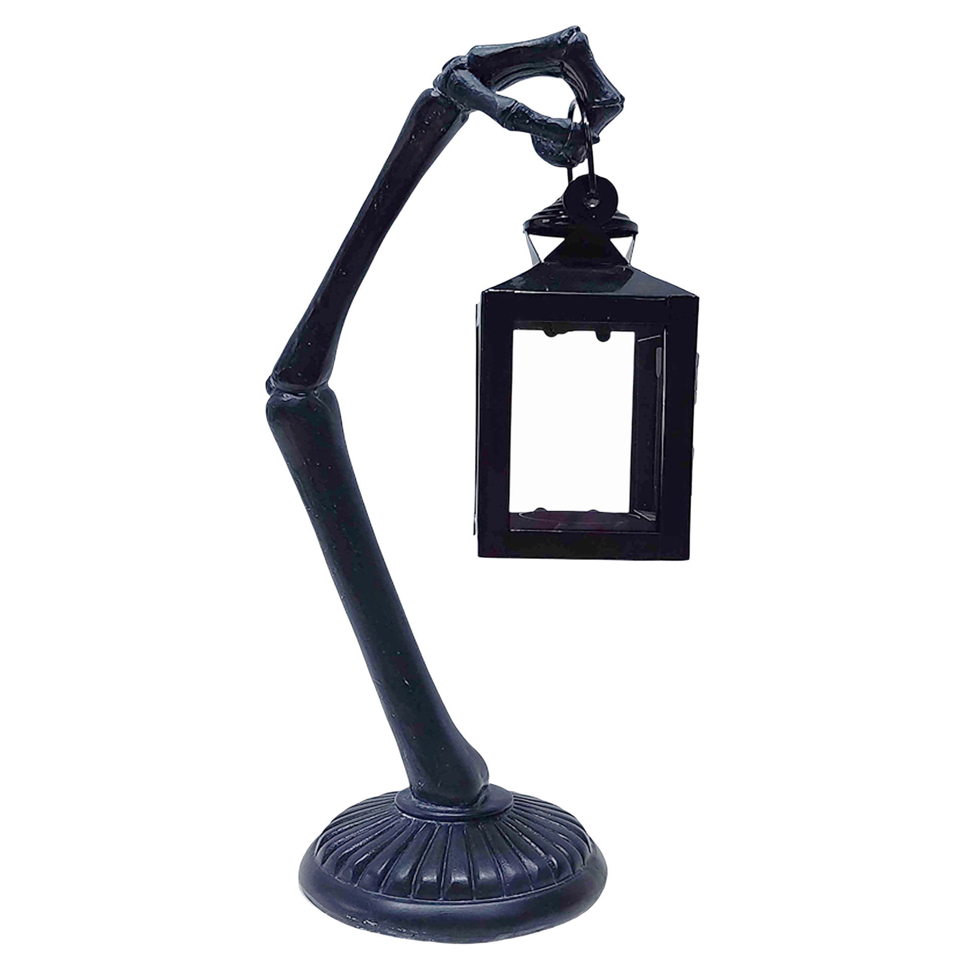 slide 3 of 3, 13" Black Arm With Lantern Tealight Candle Holder By Ashland, 5.1 in x 4.6 in x 13 in