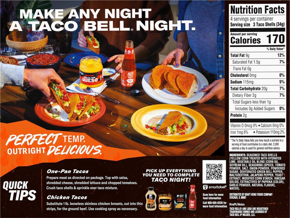 slide 3 of 3, Taco Bell Hot Seasoned Flavor Crunchy Taco Shells, 12 ct, 4.8 oz Box, 12 ct