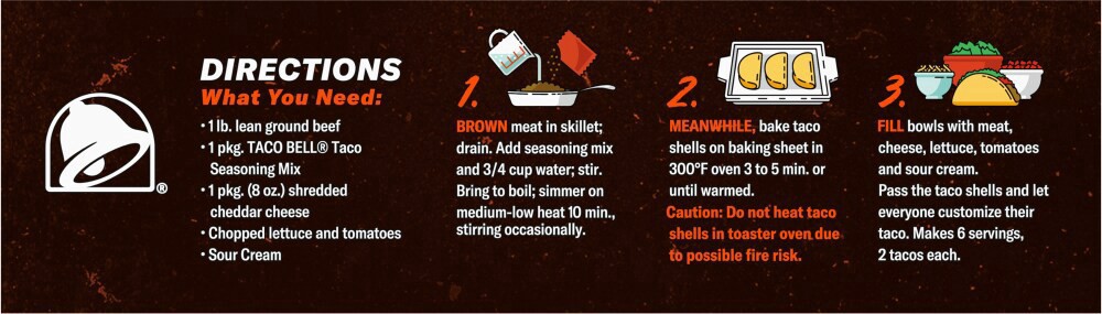 slide 1 of 3, Taco Bell Hot Seasoned Flavor Crunchy Taco Shells, 12 ct, 4.8 oz Box, 12 ct